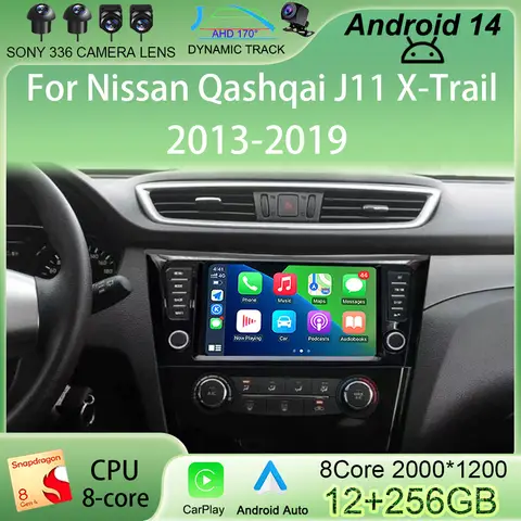 자동차 라디오 멀티미디어 플레이어, 닛산 캐시카이 J11 X-Trail Xtrail T32 로그 듀알리스 2013-2019 BT 카플레이, 안드로이드 13, 9 인치