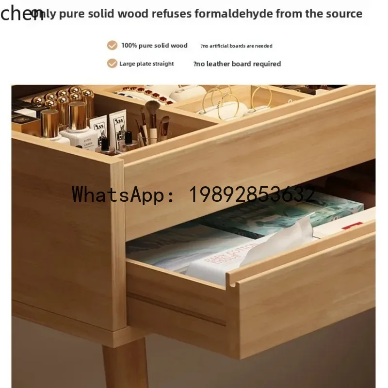 New Dressing Table Storage Cabinet Integrated Bedroom Simple Modern Small Apartment Book Mirror Solid Wood Makeup Table