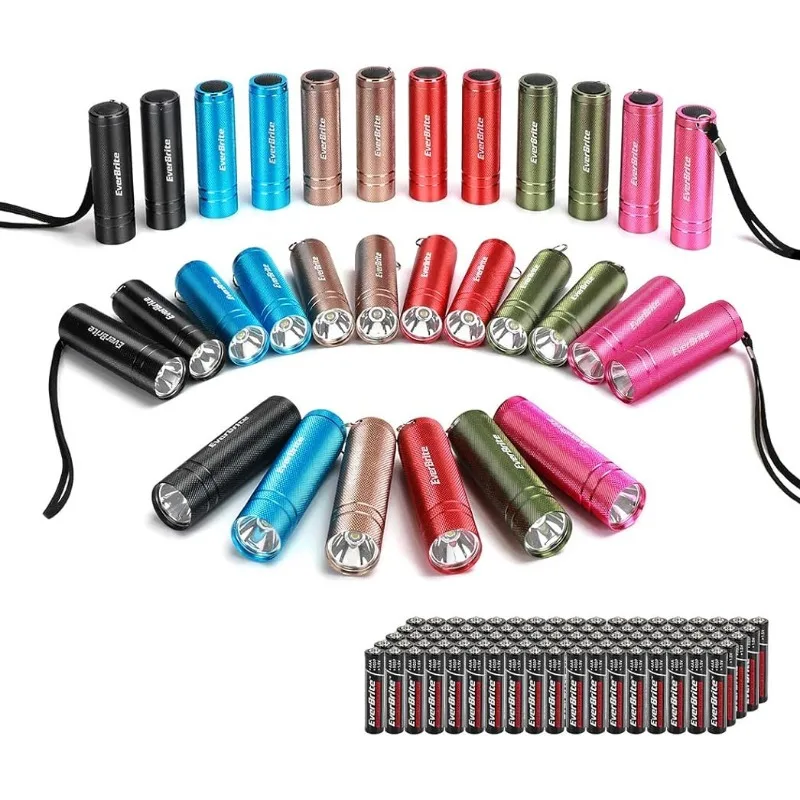 

30-Pack Mini Flashlight Set, Aluminum LED Handheld Torches with Lanyard, Assorted Colors, Batteries Included for Party Favors