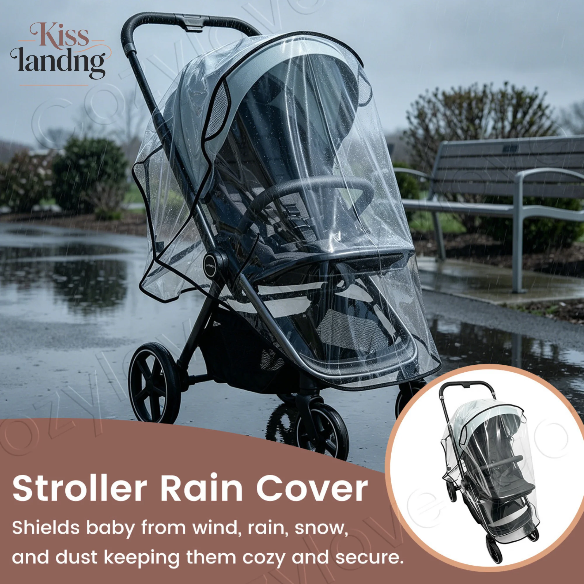 Universal Stroller Rain Cover | Waterproof Windproof Clear Weather Shield with Ventilation,Outdoor Use, Easy Install
