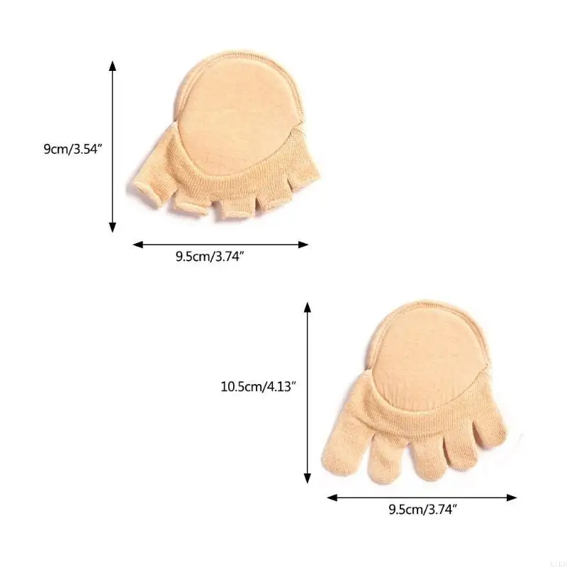 Sokken vijf vingers voorvoetpads voor vrouwen halve insoles 2x