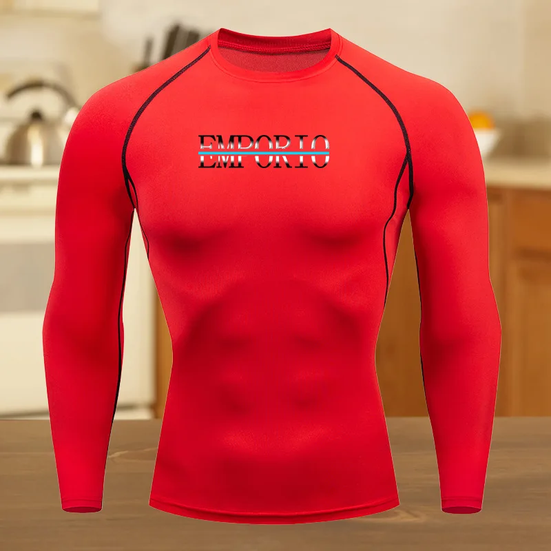 تي شيرت رجالي مضغوط للياقة البدنية والجري والرياضة سريع الجفاف وجيد التهوية وأكمام قصيرة من القماش القابل للتمدد للتدريبات الصيفية