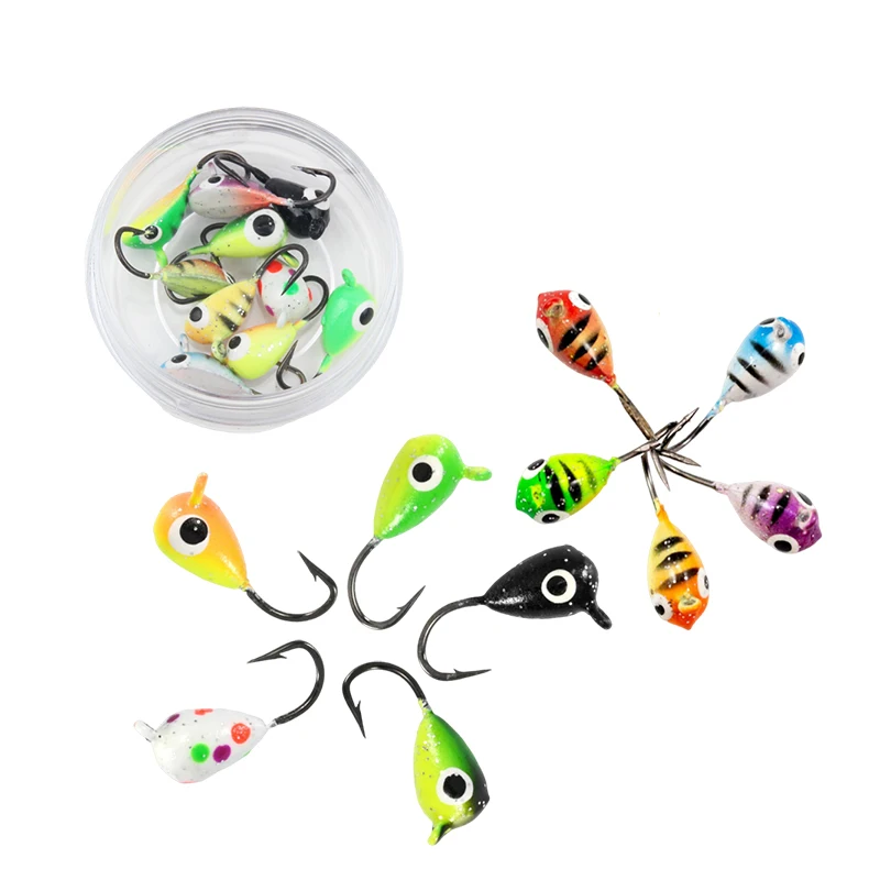 10 יחידות סט ג'יג לדיג קרח פלטות מיקרו ג'יג ראש הוק סט עבור וואלי פרץ