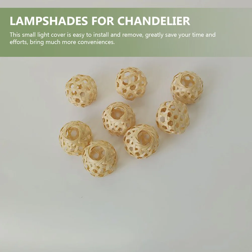 

4Pcs Mini Bamboo Lamp Shade Woven Light Cover Soft Diffuser for Bedroom Table Floor Lamp Shade Replacement Bamboo Bulb Guard