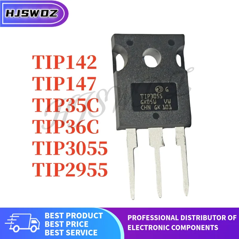 5 peças tip35c tip36c tip142 tip147 tip2955 tip3055 to-247 transistor de potência para amplificadores de áudio novo em estoque