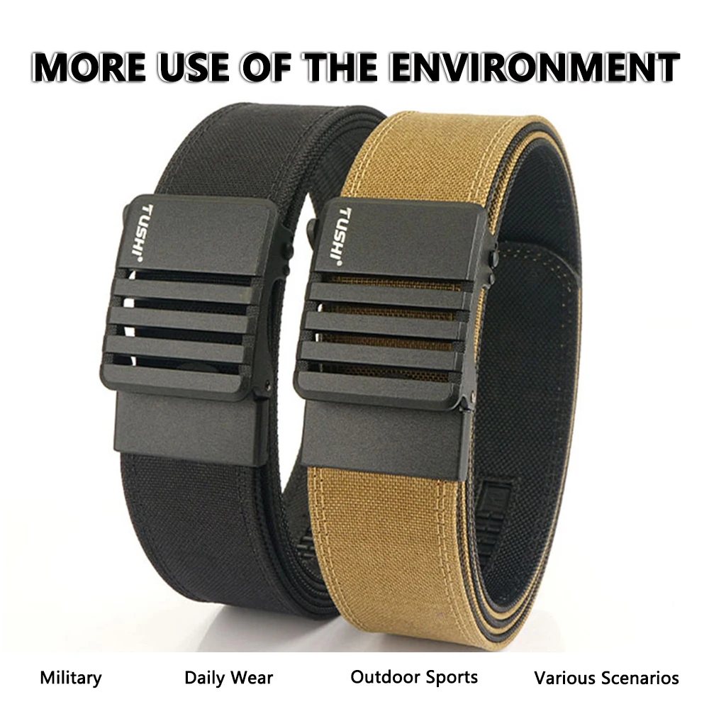 TUSHI Hard 4.3 Tactical Belt for Men Metal Automatic Buckle IPSC Gun Belt 1100D Nylon Military Belt Outdoor Sports Girdle Male