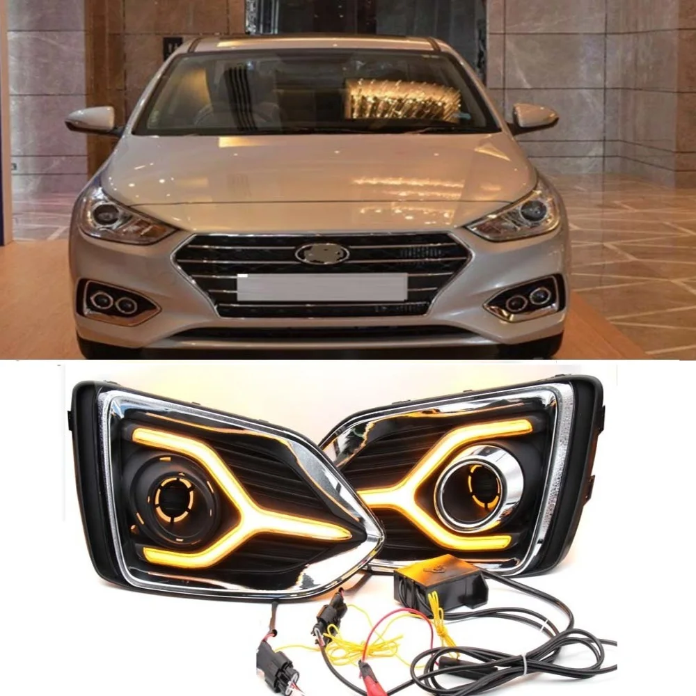 

LED Front bumper fog light day light Daytime running lights for Hyundai Accent Verna 2017 2018