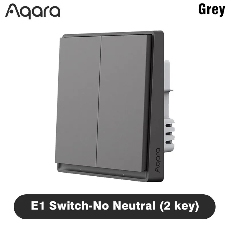 Aqara E1 slimme wandschakelaar, Zigbee 3.0, draadloze schakelaar voor verlichting, geschikt voor installatie met of zonder nuldraad, voor een slim huis, compatibel met Xiaomi Home en Homekit-app.