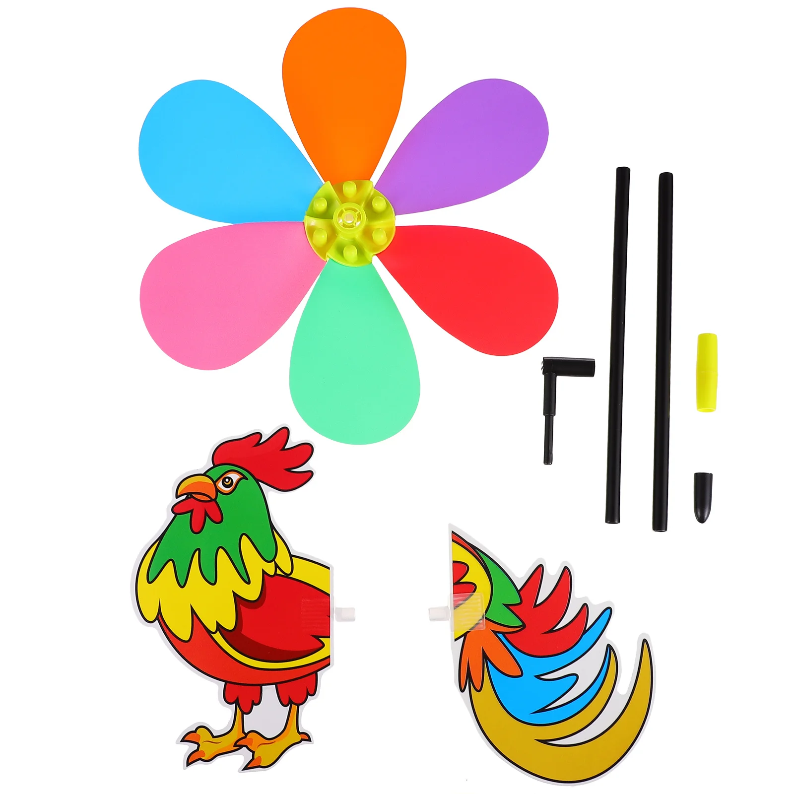 Moulin à vent de jardin 3D, 3 pièces, coq, décoration en plastique légère pour cour, pelouse, Patio, cadeau amusant en plein air pour enfants