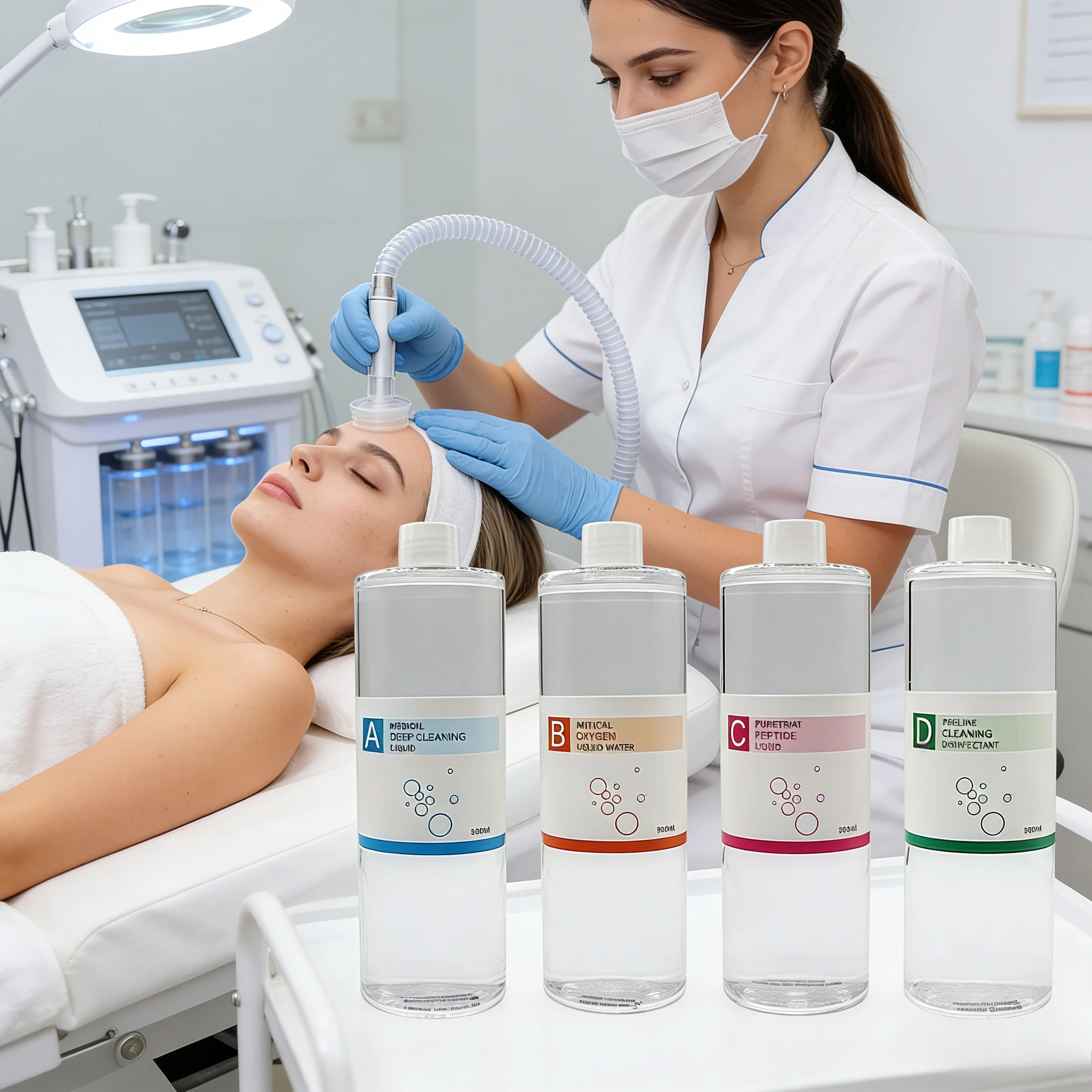 500ml  Small Bubble Hydrogen Oxygen Instrument Special Aqueous Solution Beauty Gel Exfoliating Essence Deep Cleaning