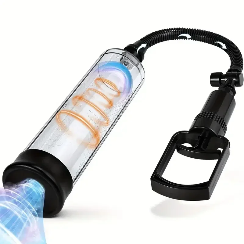 1 قطعة مضخة تفريغ القضيب دليل القضيب تمديد مضخة الضغط جهاز الكبار الذكور اللعب مع أكمام شفط مضخة القضيب اليدوية للبالغين