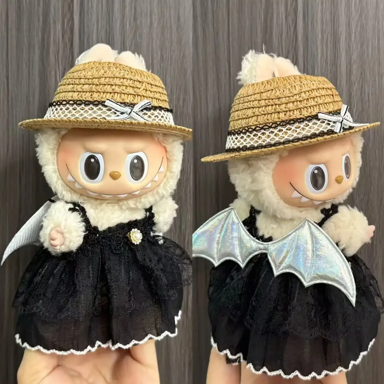 17cm Labubu  Doll Clothes Set - Halloween Cute Skirt Outfit with Wings, Fashion Trendy Dressing Costume, Baby Doll Clothing