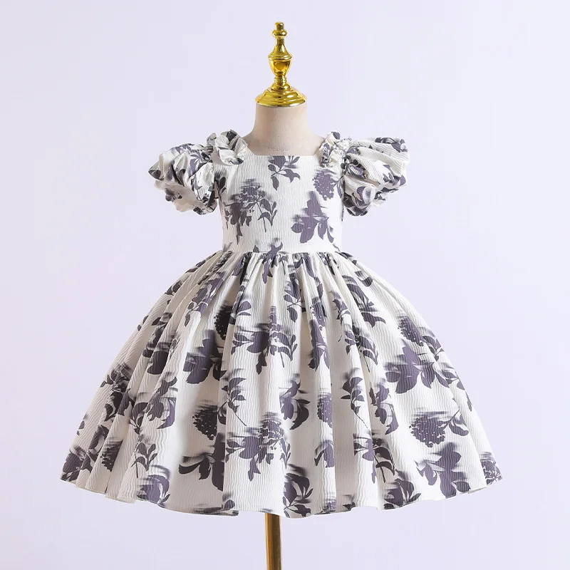 Sonder Sweetheart Floral Print Dress Classic O-neck Wedding Party Flower Girl Dresses Cute Birthday Dress For Girls