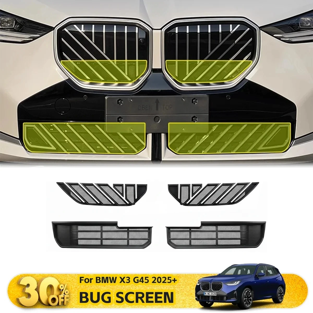 

Решетка от насекомых для BMW X3 G45 2025+ Передняя решетка для почек Передний бампер Сетка от насекомых Антипротивозащитная сетка Автомобильный резервуар для воды Аксессуары