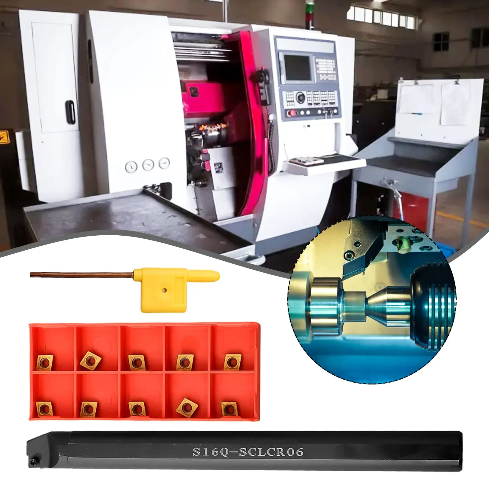 

CCMT060204 Carbide Insert Set with S16Q SCLCR06 Internal Lathe Boring Bar Turn Tool for High Quality CNC Turning