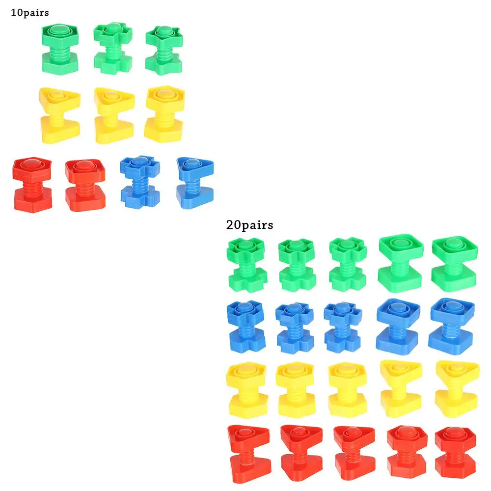 10/20ชุดใหม่10/20ชุดก่อนวัยเรียนการศึกษาอาคาร Montessori สกรูของเล่น Nut รูปร่างบล็อกอาคาร