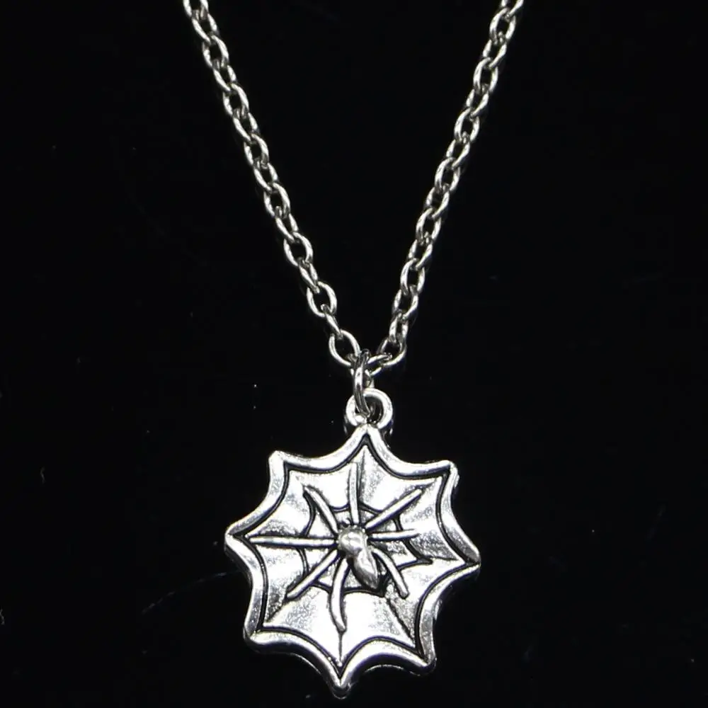 20pcs New Fashion Necklace 22x18mm apider cobweb halloween Pendants Short Long Women Men Colar Gift Jewelry Choker