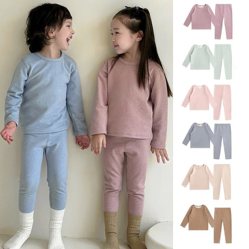 

Children's Pajama Set 2025 Fall New Arrival Fashionable Thickened Warm Girls' Homewear Pure Cotton Close-Fitting Baby Underwear