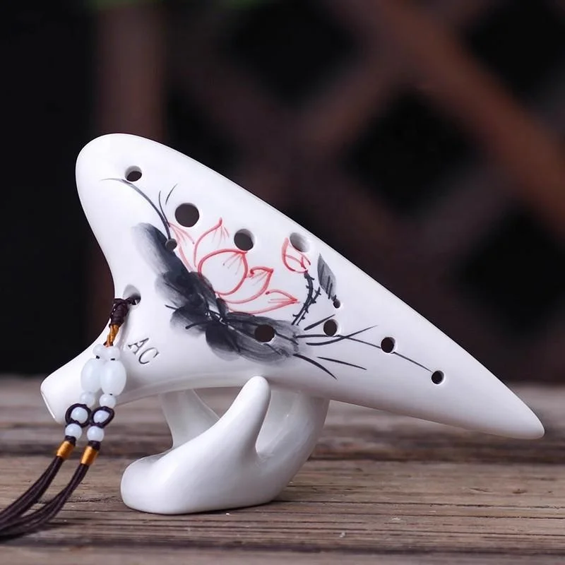Hooqu Ocarina 12 buracos Profissional Alto AC Ocarina Pintado à Mão Instrumento Iniciante