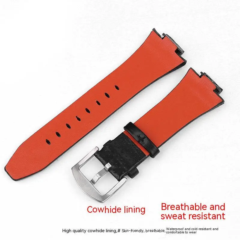 Special Raised Strap For Seiko Sportura SNL029P2/021P1 SNA595P2 SNL017P1 Genuine Leather Watch Band 15mm Waterproof Belt for Men