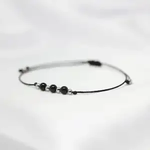 Black Tourmaline Protection Delicate Crystal Bracelet for Men October Birthstone for Women