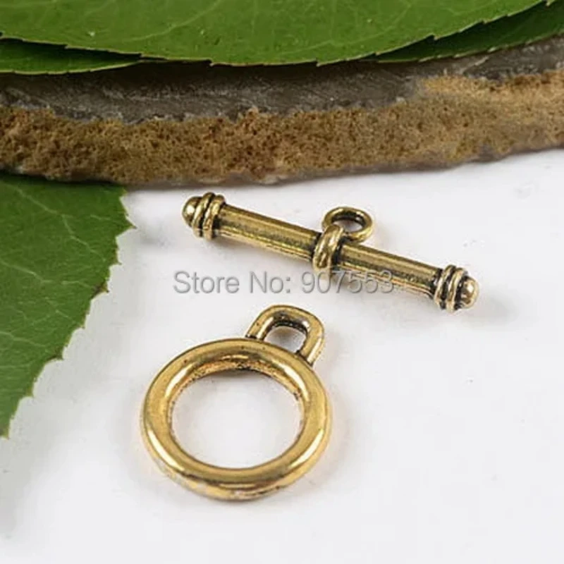 15sets Dark Gold-tone Round Toggle Clasps  H2072 Jewelry Making Supplies