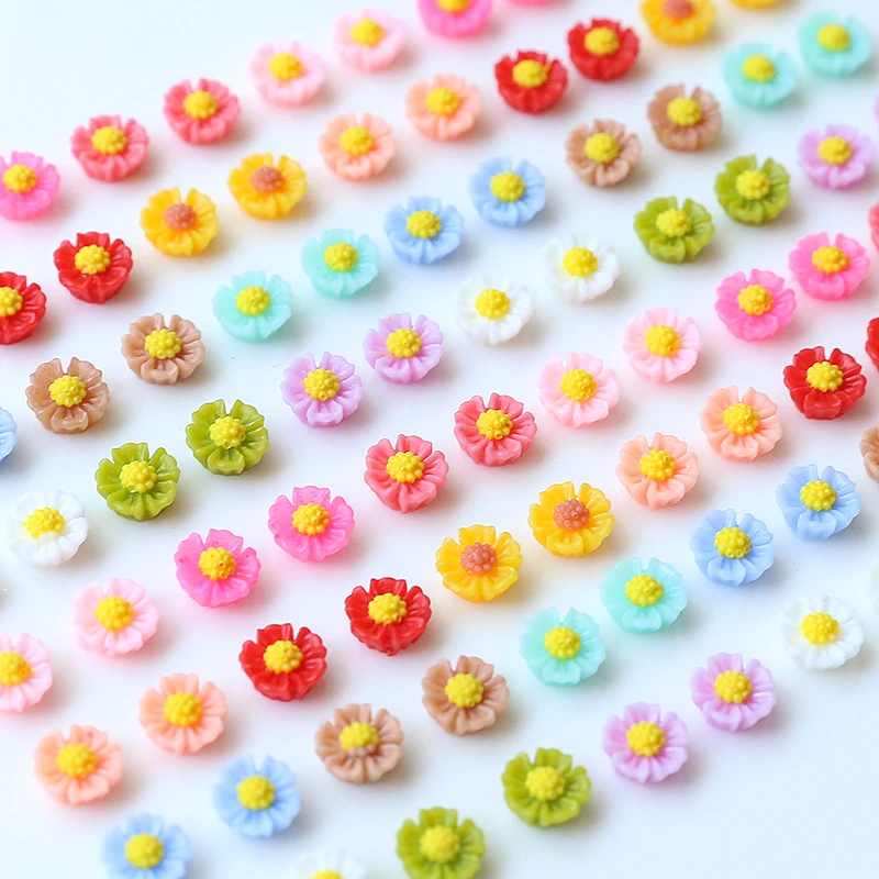 20pcs Mini Five-petal Flower Ins Wind Cute Resin Small Patch Diy Handmade Jewelry Earring Accessories Material Nail Charms