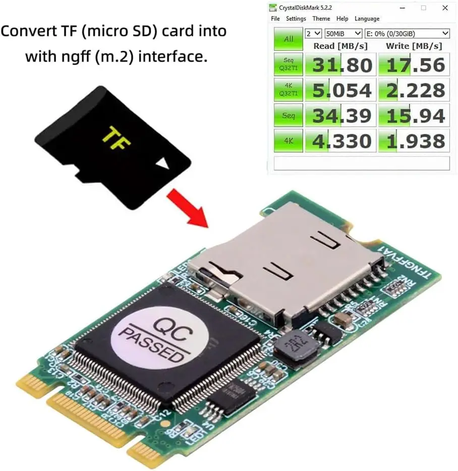 JoniSerl M.2 NGFF B-Key 22x42mm to Micro SD T-Flash TF Card Reader Converter Adapter Embedded for Industrial Mobile SSD