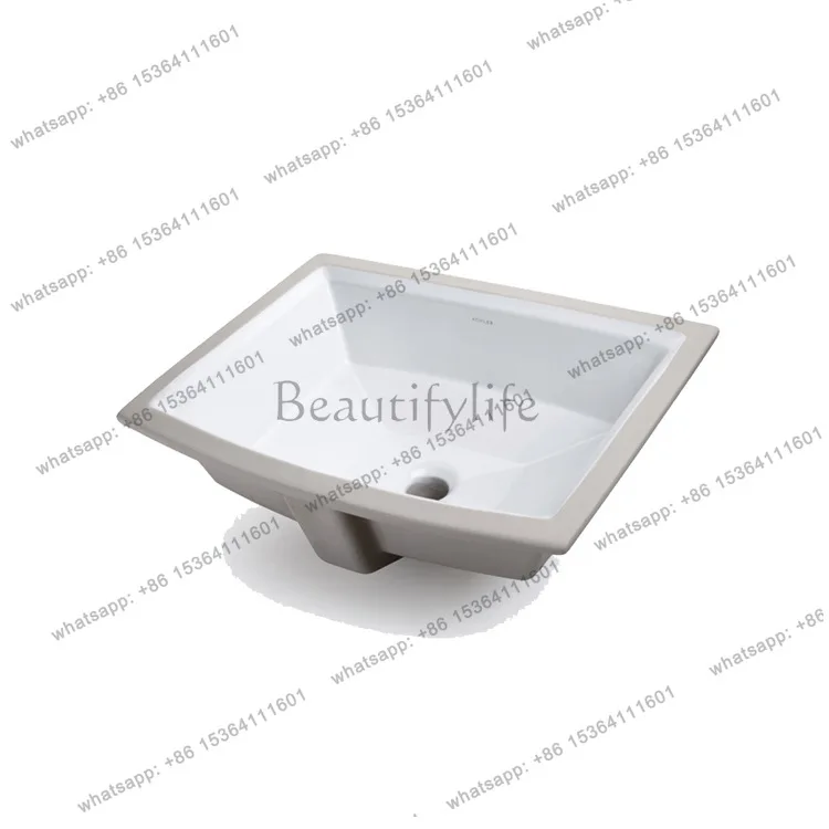Ceramic Undercounter Basin Household Hotel Square Deep Bottom Washbasin