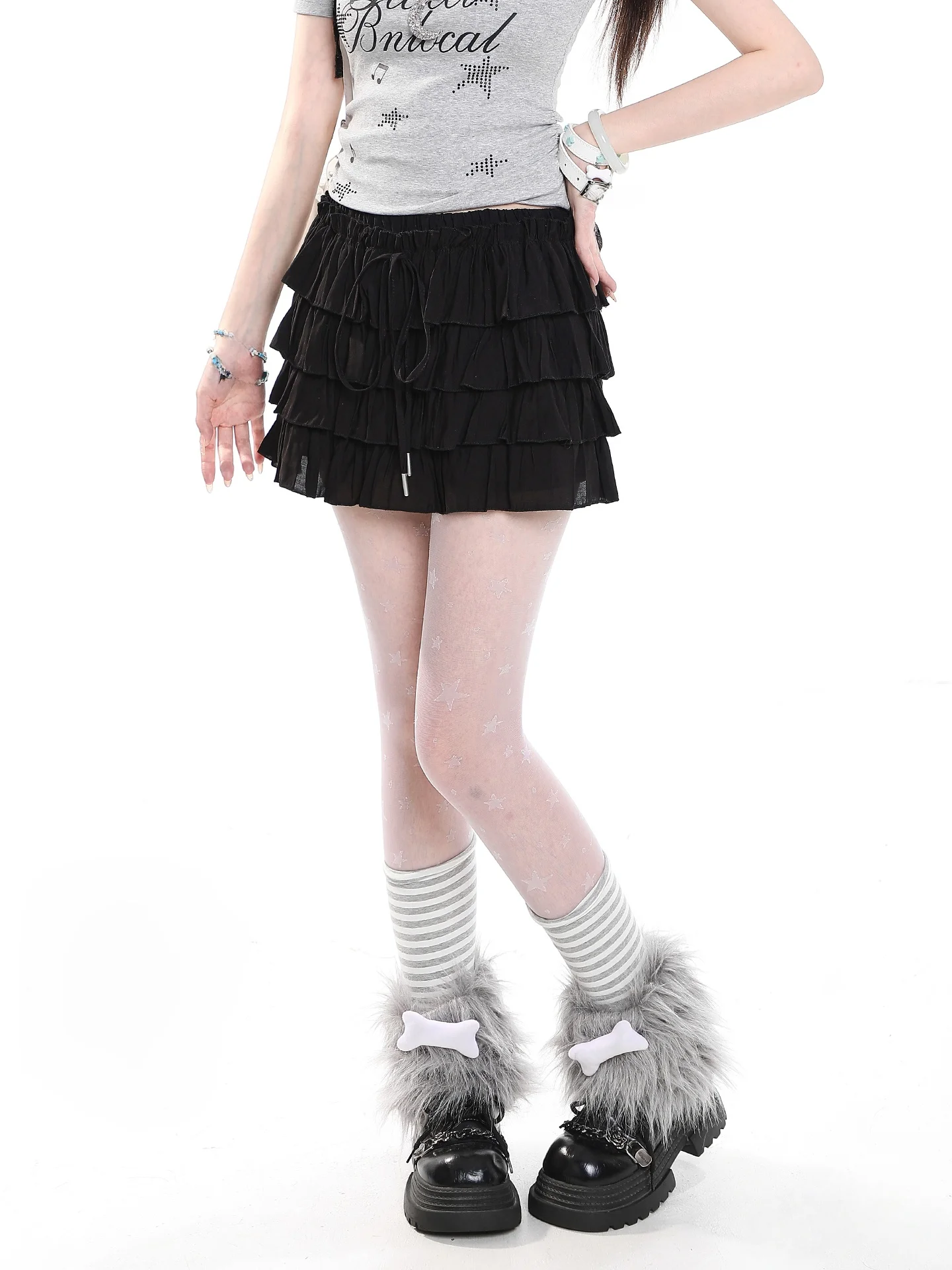 Sweet Girl Style Cake Skirt Short Puffy High Waist Elastic Waist Women's Summer Slimming Beautiful Fluffy Half-length Skirt