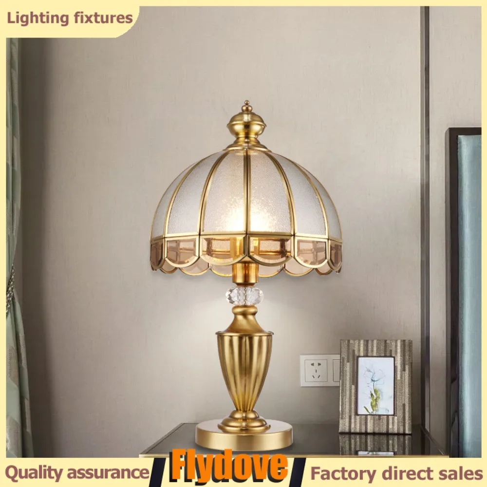 

European Style All Copper LED Desk Lamp Creative Classical Study Bedroom Bedside Lamp Wedding Home Lighting Decoration Lamp
