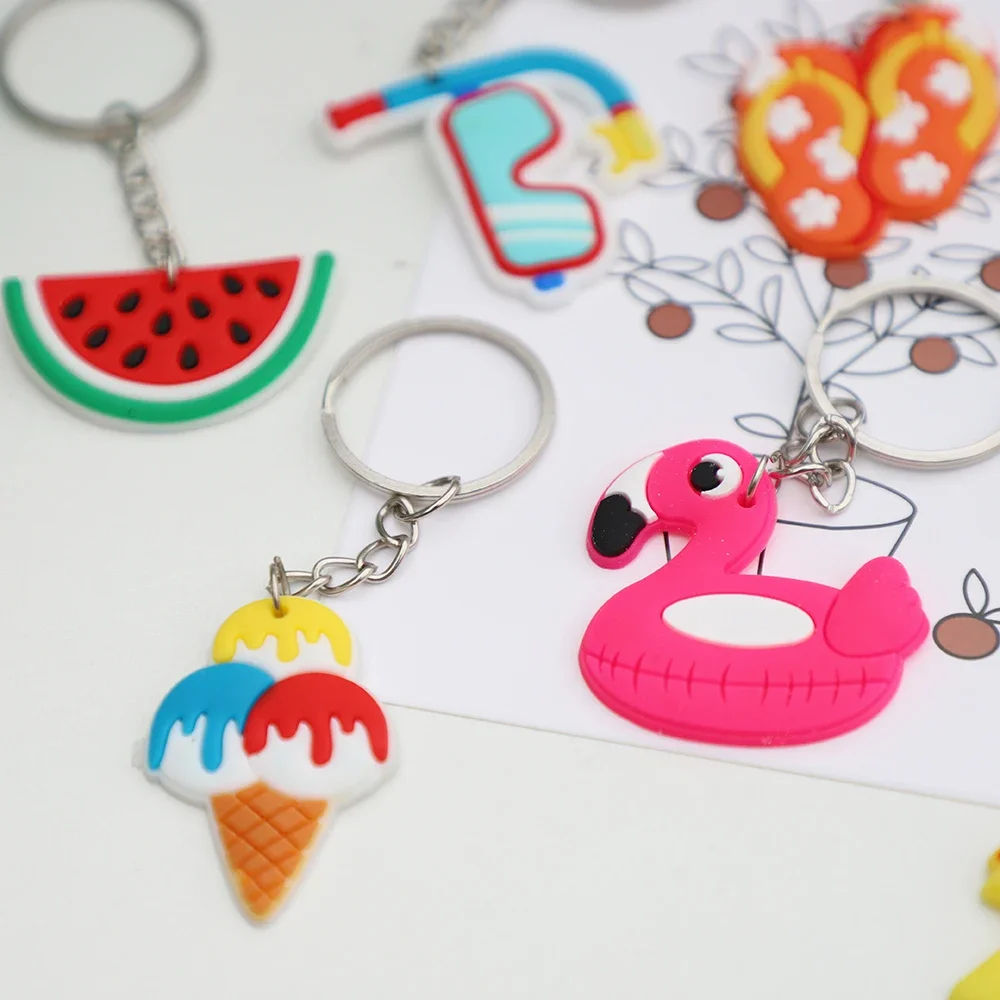 8Pcs Cute Luau Hawaii Theme Pendant Tropical Flamingo Backpack Keychain for Summer Beach Wedding Birthday Party Favors Souvenir