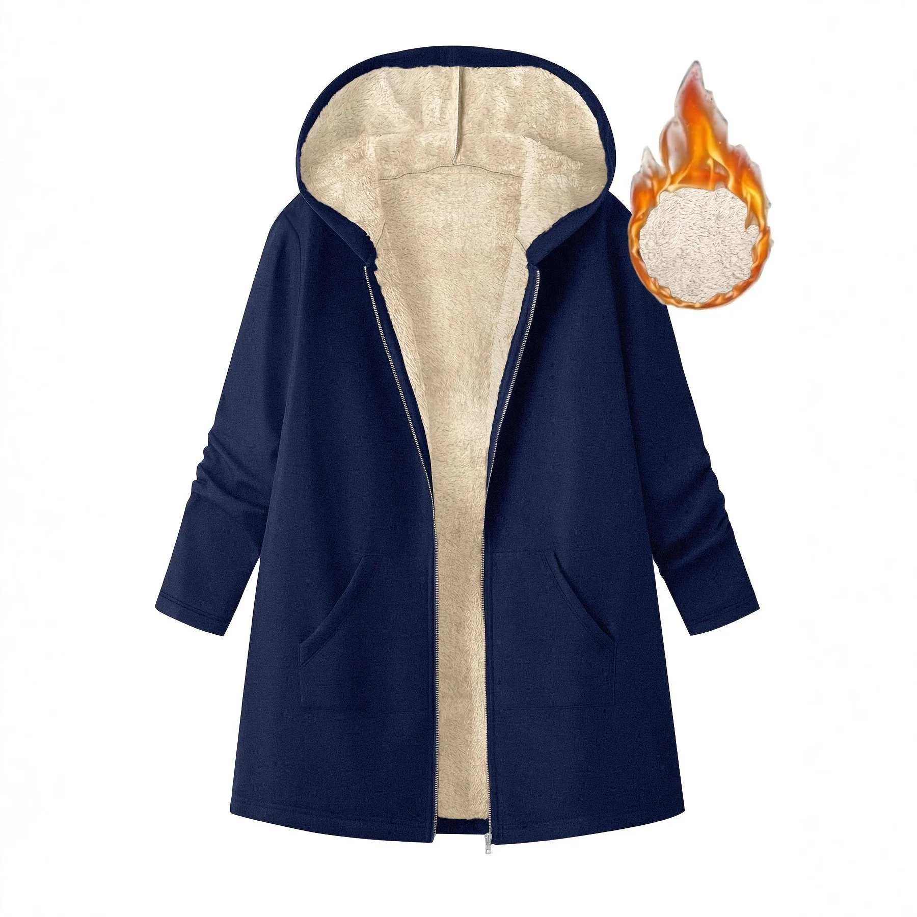 Single Long Sleeve Coat Mid Length Elegant Commuter with Regular Sleeve Casual Zipper Closure Autumn Mid Long Length for Women