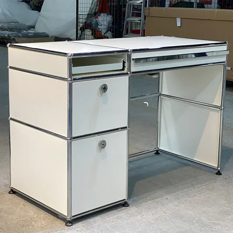 Module Cabinet Computer DeskMobile Internet Celebrity Study Office Stainless Steel Soild Wood Combination Module Laptop Desk