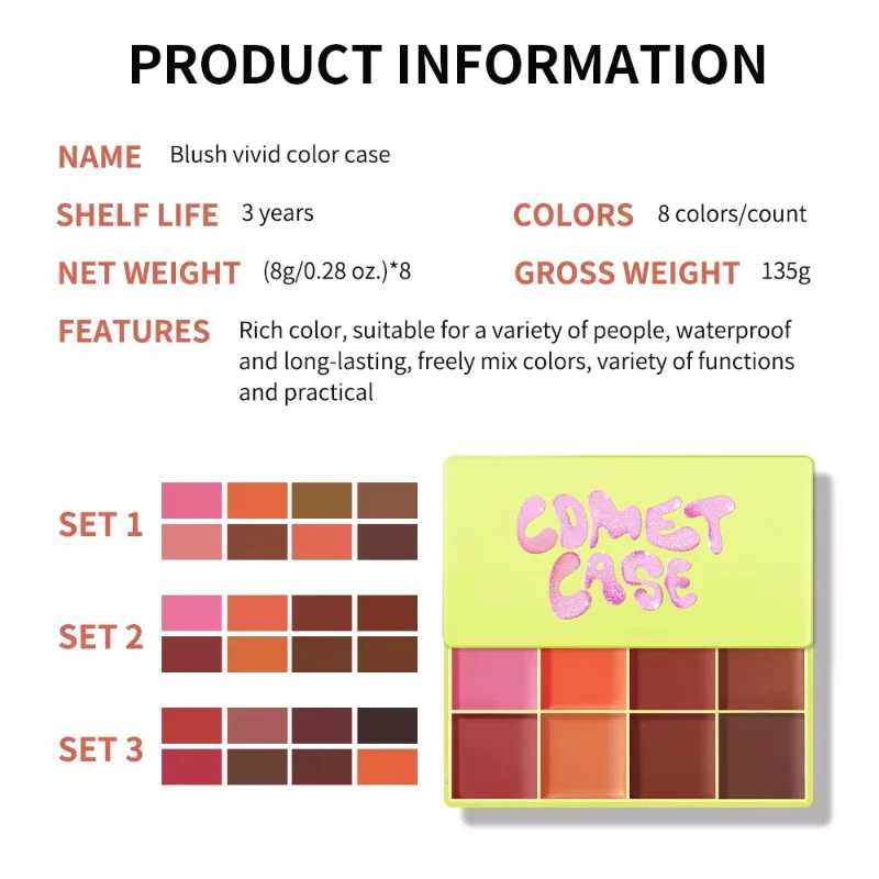 Paleta de resaltadores en crema de 5 colores para resaltar la cara iluminador rubor brillo herramienta de maquillaje impermeable cosméticos