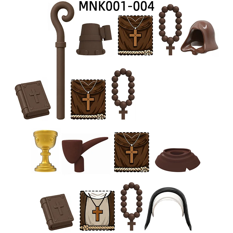 The Monk Nun Action Figures Model Blocks MOC Bricks Set Gifts Toys MNK001-MNK004