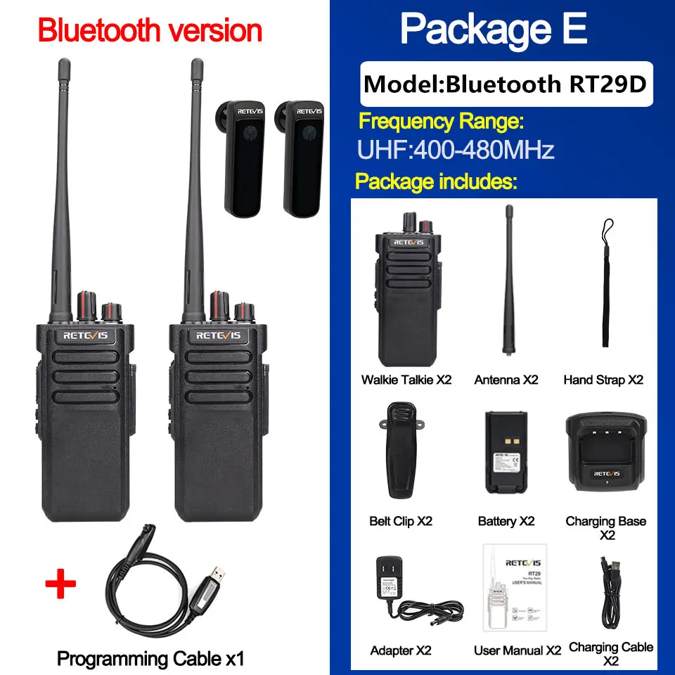 Retevis RT29D DMR Walkie Talkie Bluetooth Long Range Leistungsstarkes Walkie-Talkie Wasserdichtes Funkgerät für Resort Club