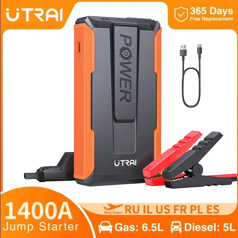 UTRAI démarreur de saut automatique 1400A batterie externe Portable démarreur de saut de voiture démarreur de batterie pour dispositif de démarrage de Booster d'urgence de voiture