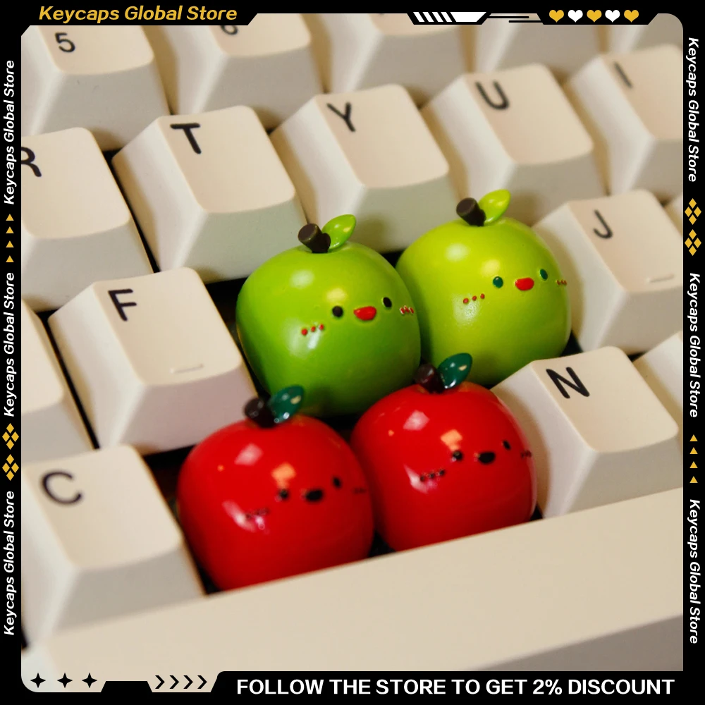 

Christmas Series Red/Green Christmas Apple Keycaps Resin Cute Personalized Creative Apple Artisan Keycaps for Keyboard Gifts