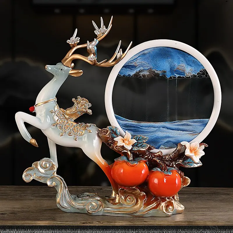 Modern Minimalist Luxury Deer Shaped Hourglass Ornament Decorative Figurine for Entrance Wine Cabinet TV Stand Home Gift