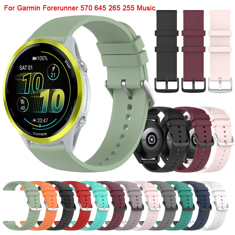 سيليكون 20 مللي متر/22 مللي متر الفرقة ل Garmin Forerunner 570 55 265 645 255 حزام الموسيقى Vivoactive 4/5/6 Venu Sq 2 3 نهج S50 سوار