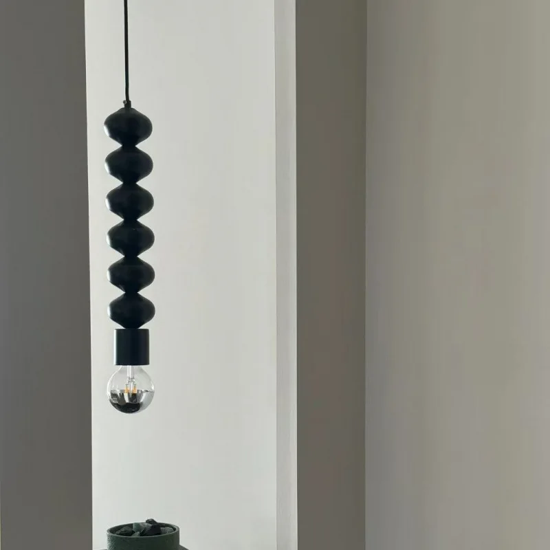 Industrial Vintage Black String Beads Metal LED Pendant Lights Art Creative Indoor Lamp Bedroom Hotel Home Decoration Chandelier