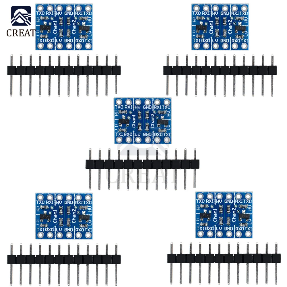 5PCS/Lot 2 Channel IIC I2C Logic Level Converter Module Bi-Directional Board for Arduino 5V to 3.3V