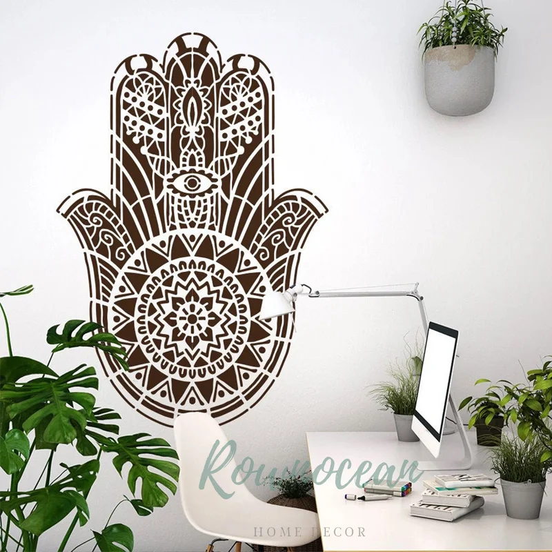 Hamsa fototapeta Indian budda joga Vinyl naklejka ścienna ręka fatimy naklejki wystrój domu salon sypialnia Studio Mural AA91
