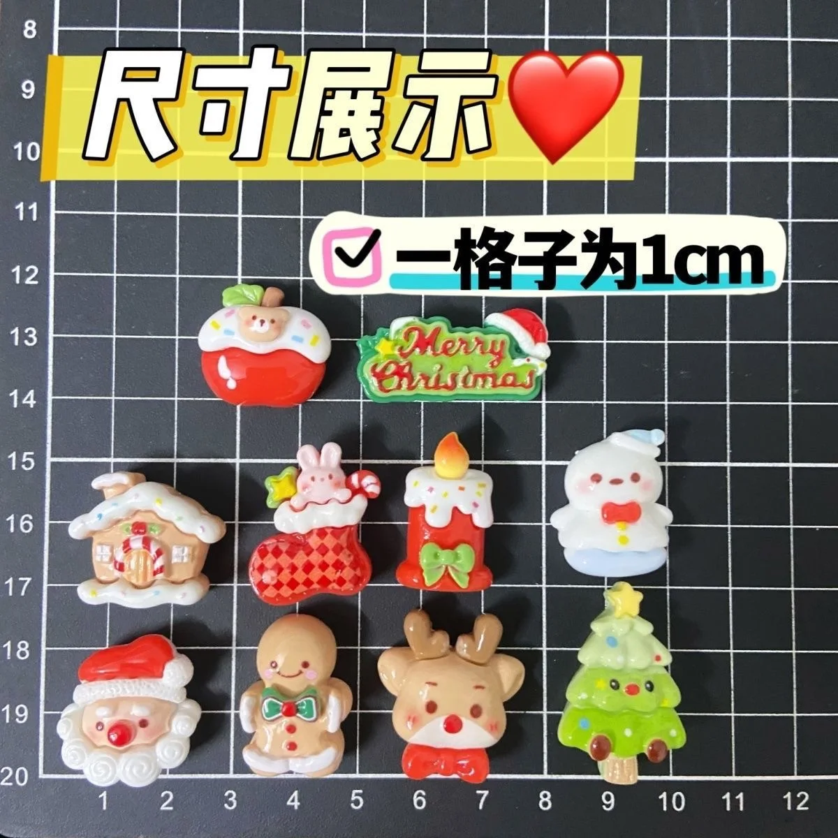 10 Stück Weihnachts-Kühlschrankmagnete Apfelbaum Weihnachtsmann Bär Figur Harz Kühlschrankmagnete Küchendekoration Zubehör – Detail 2