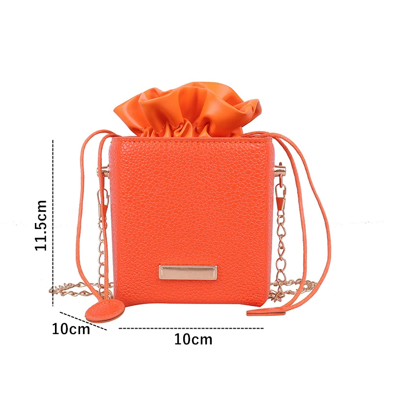 Fashion Women\'s Drawstring Handbags PU Leather Female Summer Casual Small Shoulder Tote Bag Chain Messenger Bucket Bags Wallet