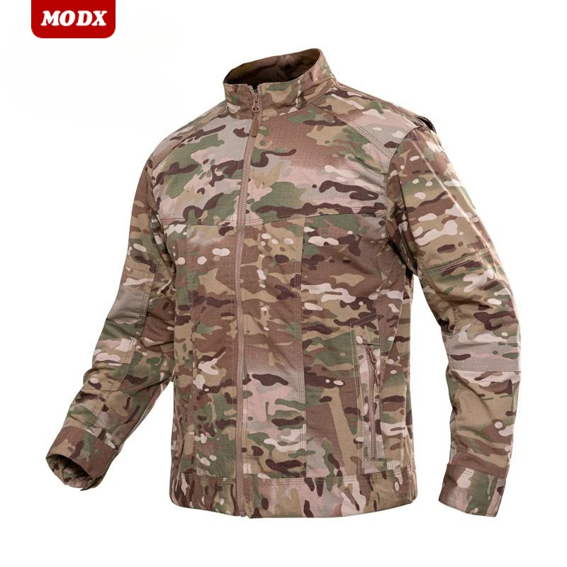 Spring Autumn Wear Resistant Tactical Jacket Multiple Pockets Stand Collar Training Uniform Outdoor Hiking Mountaineering Coat