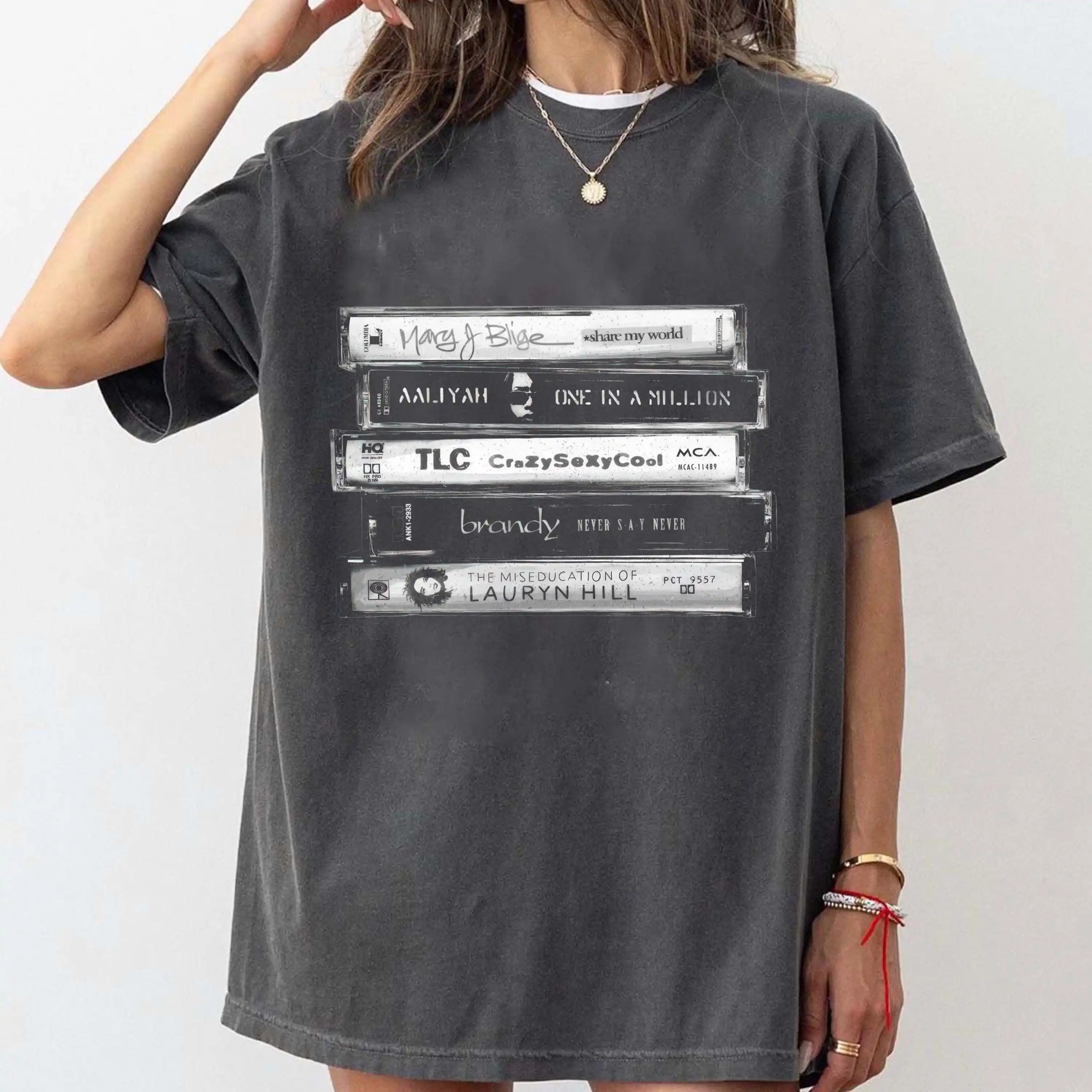 Vintage 90s Female R&B Singers T-shirt, Cassette Tape Aaliyah Hoodie, Lauryn Hill Shirt, One in A Million Album Tee