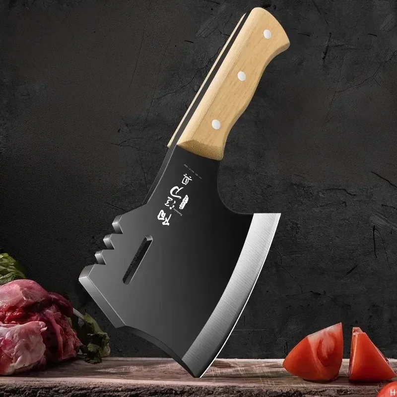 High carbon steel manual forging knife, household slicing and meat cutting knife, chef specific axe bone chopping knife,L9195 view 4