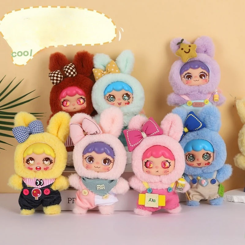 

Adorable Rabbit Plush Toys A Rabbit Doll with Clothes Brightly Colored Vinyl Dolls Kids Toys Home Decor Girls Birthday Gift